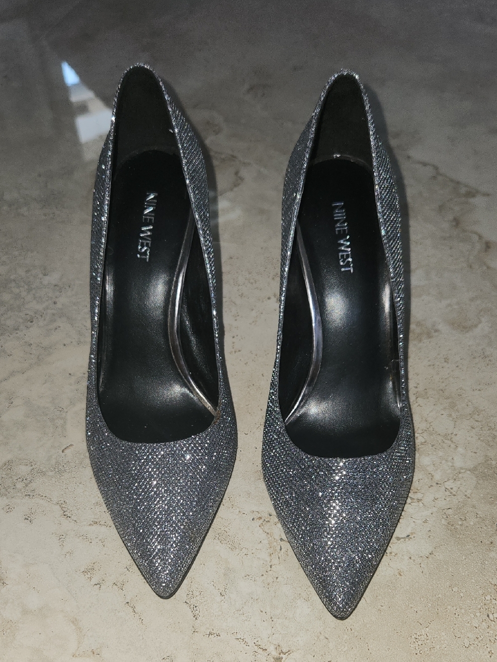 Nine West Sparkling Silver Pointed Pumps